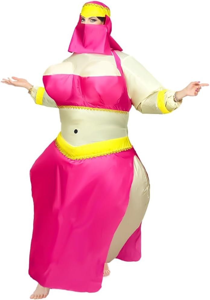 MXoSUM Funny Inflatable Costume for Women Funny Blow Up Belly Dancer Suit Princess Halloween Cosplay Costume for Adult