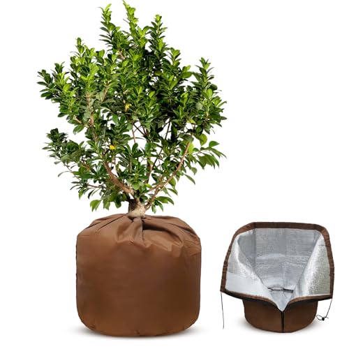 Housses de Protection pour Plantes pour Pots de Fleurs, Housse Hivernage 50x45 cm, Voile Hivernage Plante Exterieur, Voile d Hivernage D'hivernage pour Plantes Exterieur, avec Doublure en Aluminium