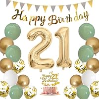 18e verjaardag decoraties salie groen, 18e verjaardag decoraties voor meisjes, 18e verjaardag ballonnen met Happy 18e verjaardag banner taarttoppers nummer 18 ballonnen voor meisjes jongens verjaardag