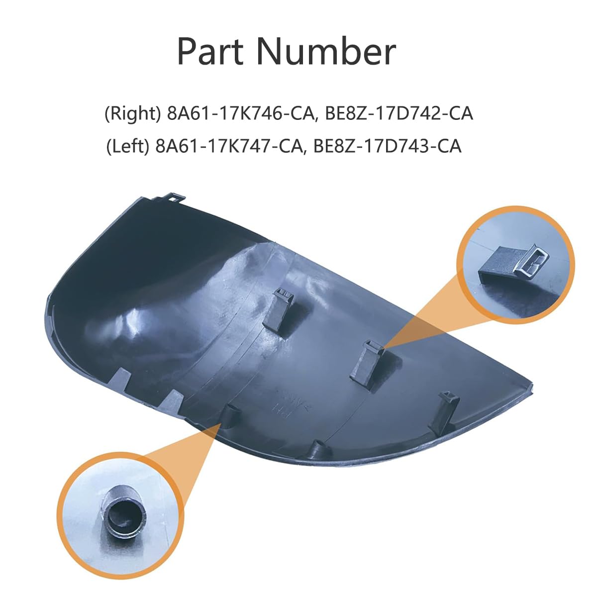 Calotte specchietti, 1 Pair Coperchio specchietto retrovisore della porta Tappi laterali dello specchio compatibile con Ford Fiesta MK7 2008-2017