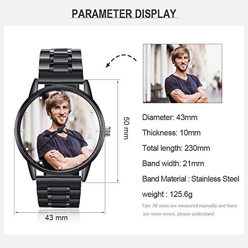 Lovejewelry Personalized Photo Watches For Men Women Leather Strap Wrist Custom Any Name Wrist Watch For Couple Boyfriend (Black2 For Men) #TOP5