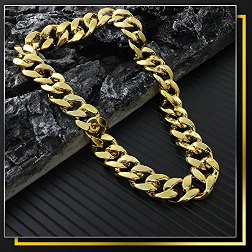 Inbagi 24 Pcs Big Chunky Faux Rapper Chain for 80s 90s Punk Style Halloween Costume, 32 Inches Long3
