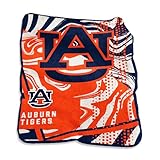 Logo Brands NCAA Auburn Tigers Swirl Raschel Throw Blanket – 50 x 60 Soft Fleece Blanket, Officially Licensed Collegiate Design, Cozy Throw for Tailgating, Game Day, & Home Décor