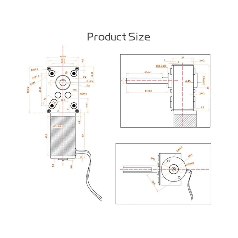 Halterung 12 V 16 U/min 5840-31ZY Schneckengetriebe DC-Getriebe elektronischer Anlasser Selbsthemmend Vorwärts- und Rückwärtsgeschwindigkeit 51 MM Motor Drivers