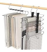 Loretoy 3 Pack Pants Hangers Space Saving, Anti-Slip Multi-Functional Pants Rack, Thickened Stain...