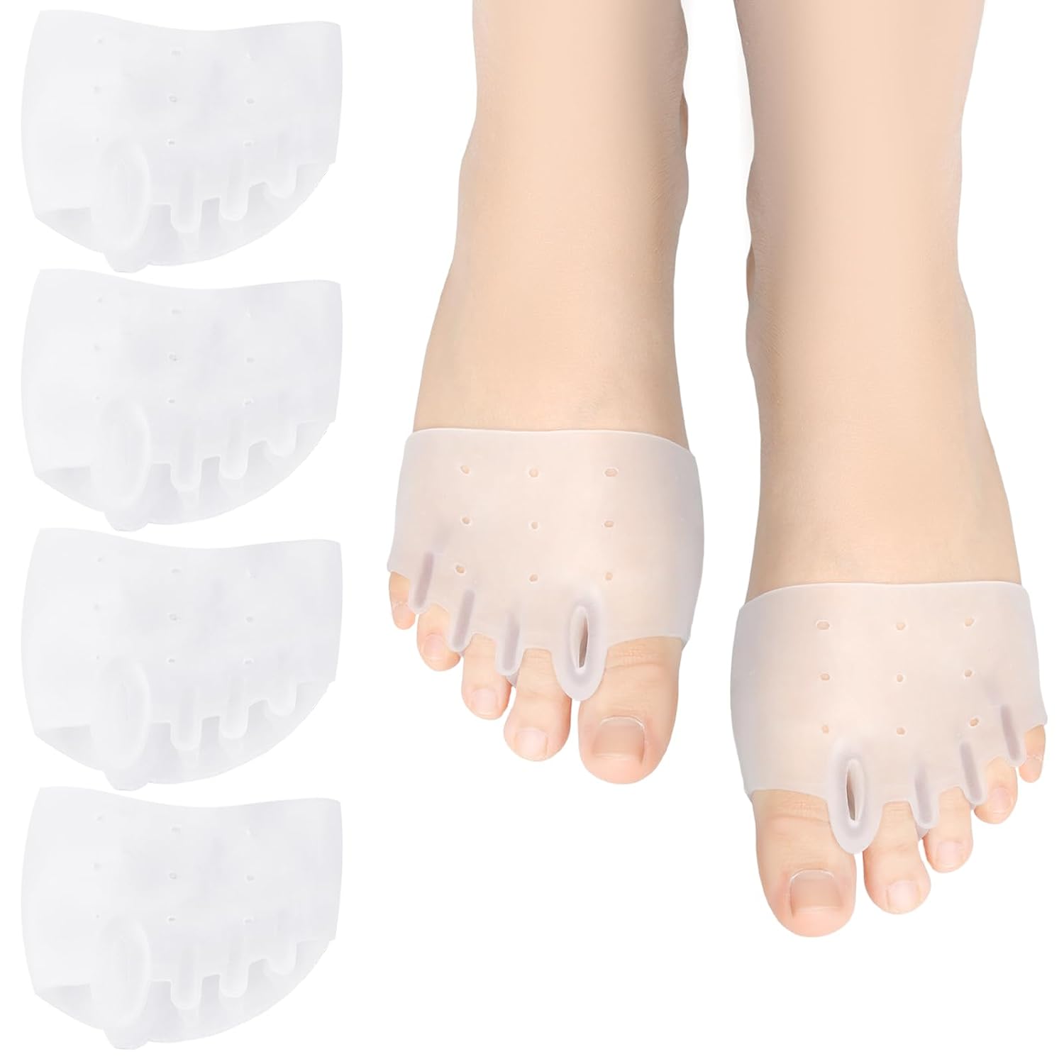 4PCS Silicone Toe Separators Toe Spacers for Women and Men Breathable Soft and Comfortable Silicone Foot Cushions Toe Straightener Stretcher