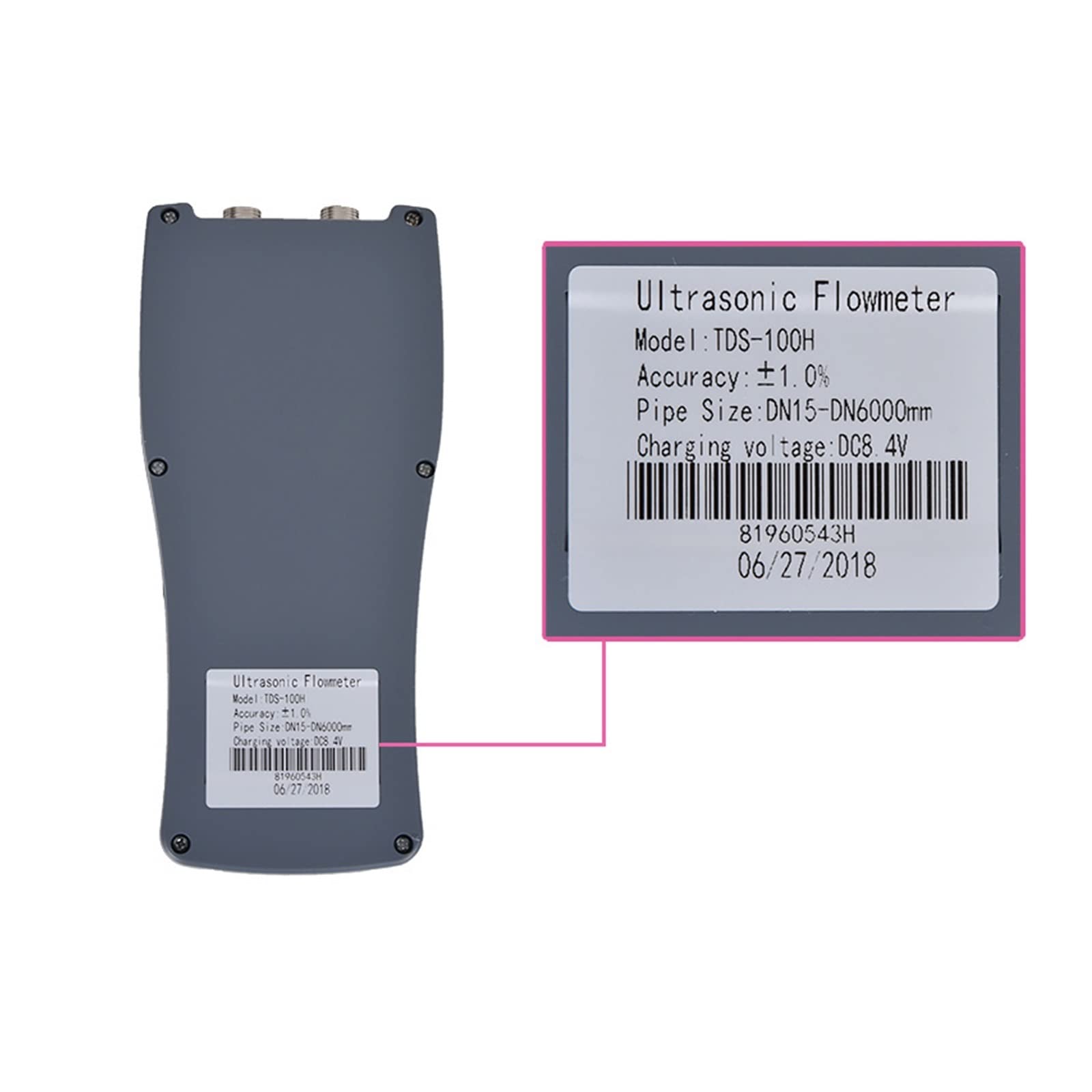 TDS-100H przenośny ręczny przepływomierz ultradźwiękowy z czujnikiem zaciskowym M2 DN50-700mm 0~160 ℃ wody, Jednostka przenośna(Host And Sensor M2)