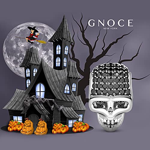 Image of GNOCE Skull Pendant Charm Silver Dangle Charms Bead fit Bracelet /Necklace Jewelry Gift for Women Men