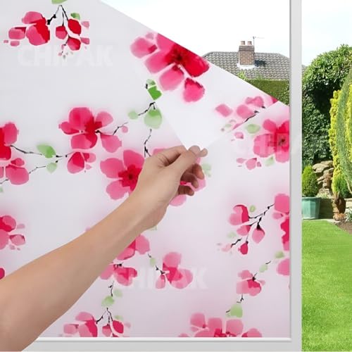 Image of CHIPAK Premium Vinyl Privacy Stained Window Glass Film (18x150 Inch) - Self-Adhesive Decorative Sticker Opaque Sheet Tint Wallpaper for Glass Cover Window, Door, Office, Home.| Anti-UV. Mystic Pink