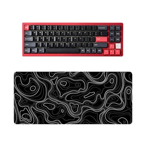 YUNZII AL71 68% Mechanical Keyboard (Red, Crystal White Switch) and Gaming Mouse Pad(Black Topographic) Bundle
