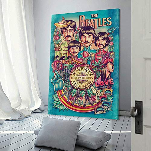 Beatles – Peinture décorative sur toile – Art déco – Décoration murale – Pour salon, chambre à coucher – 20 x 30 cm - Les Beatles, Paul McCartney, John Lennon, RIngo Starr, George Harrison Beatles - Peinture décorative sur toile - Art déco - Décoration murale - Pour salon, chambre à coucher - 20 x 30 cm – Image 4