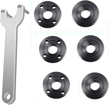 Dzxin Angle Grinder Attachments,Grinder Flange Angle Wrench Metal Lock Nut Fit for DW Milwaukee Makita 193465-4 Compatible with Bosch Black & Decker Ryobi 4.5" 5" 5/8-11