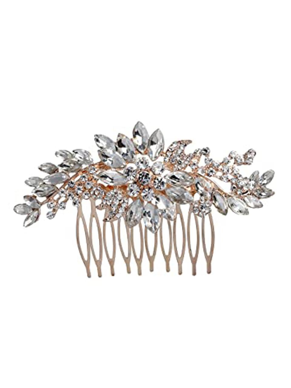 Vogue Hair Accessories Golden And White Pearl Comb Hair Clip For Women