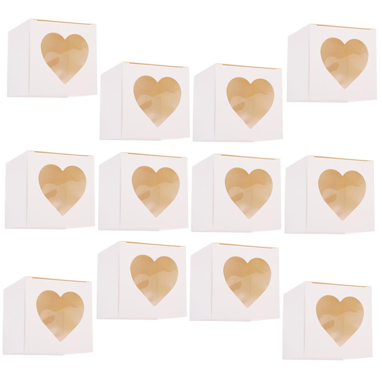 OUNONA Versatile 12pcs Window Bakery Boxes Cake Muffin Cupcake Tart Paper Packaging