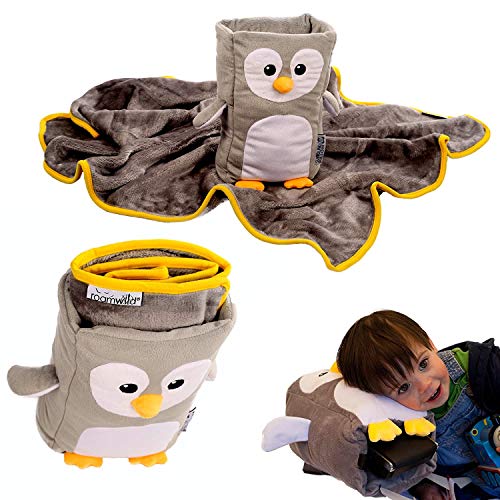Roamwild Kids Travel Pillow And Travel Blanket Set - 'Tux' Armrest Buddy Transforms Any Armrest Into A Comfy Childs Pillow #TOP7