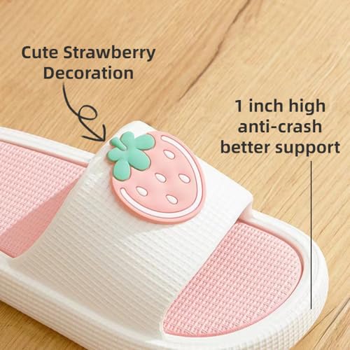 Strawberry Slippers for Women Men Cute Home Slides Preppy Anti-slip Indoor Outdoor Slippers Open-toe Cherry Shower Shoes2