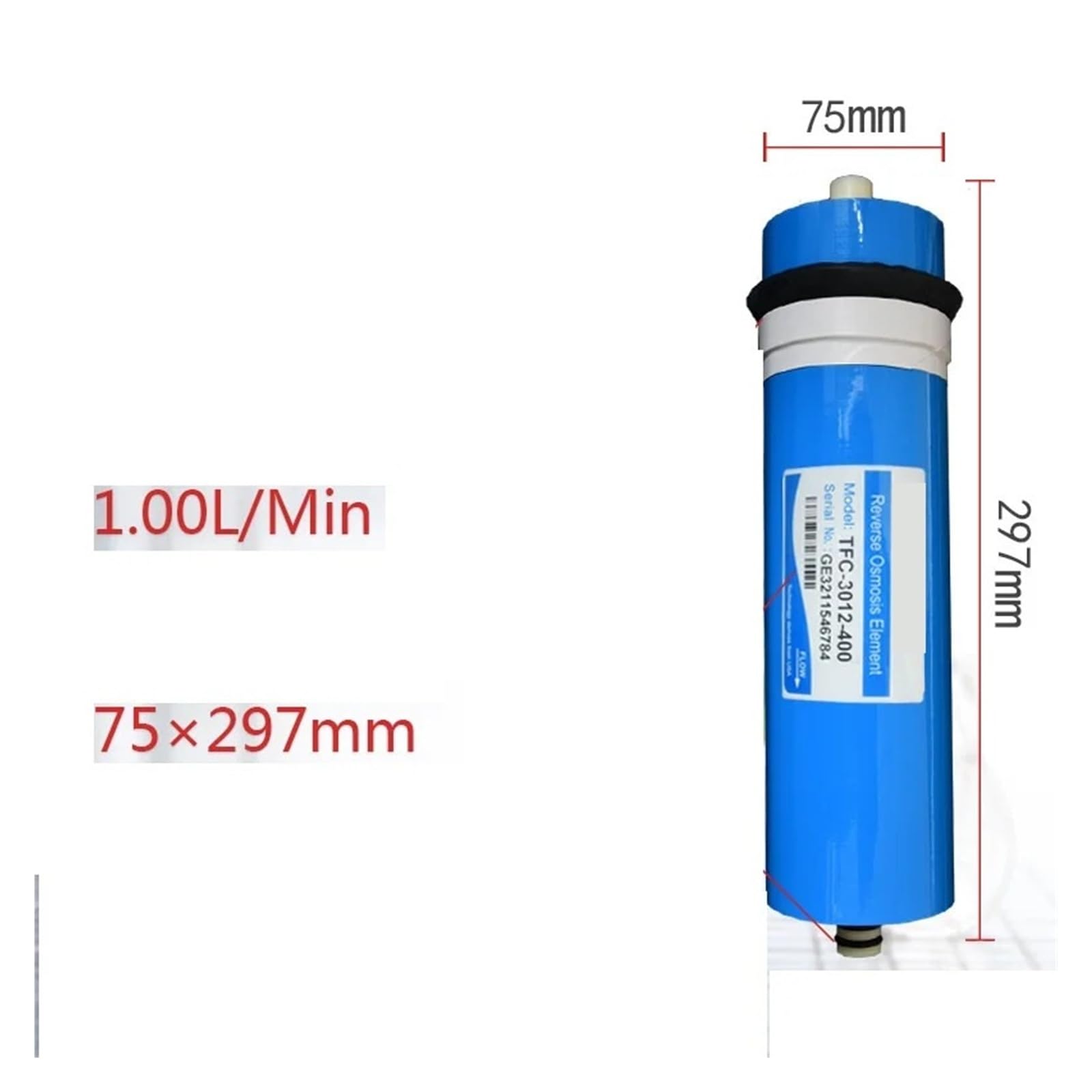 2 filtros de ósmosis inversa de Repuesto de 400 GPD, Cartuchos de Membrana 3012-400G for Sistemas de ósmosis inversa con Alta tasa de filtración(1PC)