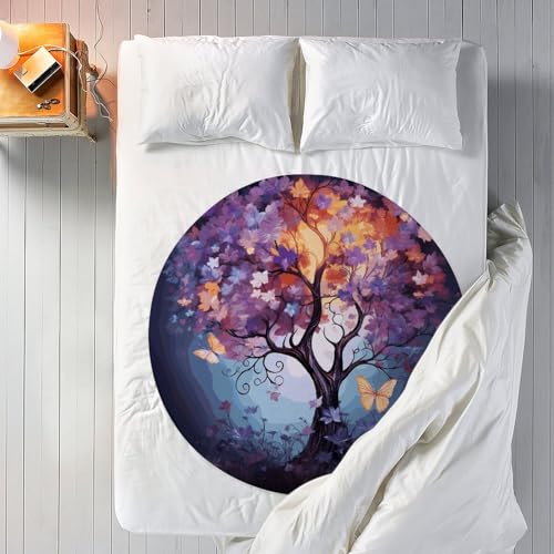 Couverture de plage ronde à fleurs 150 cm microfibre coton - 7