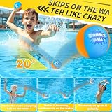 Bambilo Water Skipping Pool Balls - 2 Pack Skip Ball for Kids & Adults, Outdoor Water Toys for Pool Lake & Beach, Fun Bouncing Ball Game for Family, Teen Boy & Girl Must Haves