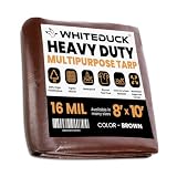 WHITEDUCK 8' x 10' Super Heavy Duty Poly Tarp Thick 16 Mil, Waterproof 100% UV Resistant Rip/Tear Proof Tarp w/Rustproof Grommets & Reinforced Edges (Finished Size: 7'6'x9'6')
