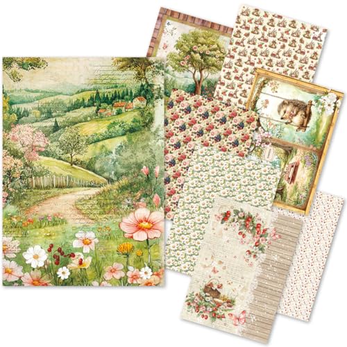 Ciao Bella Juego de arte de papel de arroz A5, 8 hojas de papel de arroz (bosque)