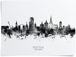 Rostock Germany Skyline art print poster, unframed -11630