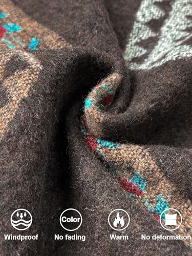 PLEPAN Men's Casual Aztec Print Cotton Button Down Jacket Long Sleeve Overshirt Turndown Collar Western Shacket Coat4