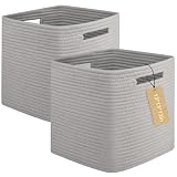 OIAHOMY Cestino portaoggetti aperto in cotone, confezione da 2, grigio, 33 x 33 cm
