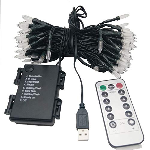 Outdoor Light String Christmas Light Battery Powered Light String 100 LED , Light String Christmas Tree Wreath Garden Wedding Party Mini Light, Waterproof, Warm White with USB Connector 1 Pack 36 ft