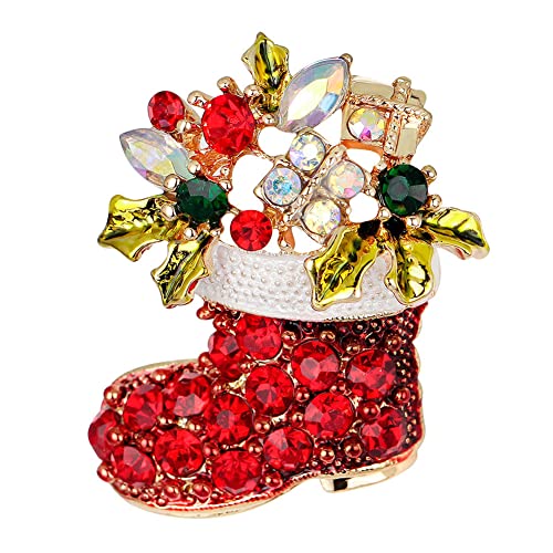 NOPEILVI Weihnachtsbrosche Pins,Weihnachtsbrosche Pin Set Weihnachtsmann Stiefel Brosche Strass Schmuck Schmuck Pins Kristall Weihnachtsbrosche für Weihnachtsdekorationen Cover