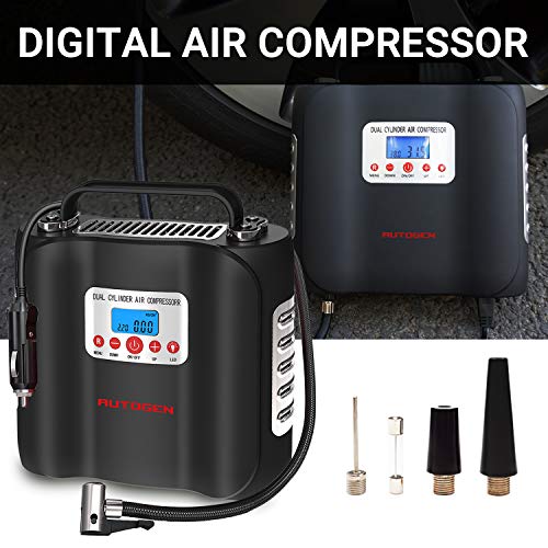 AUTOGEN Double Cylinder Air Compressor Tire Inflator 12V Heavy Duty Air Pump for Car Tires 150PSI Tire Inflator with Digital Pressure Gauge for Car, Truck, RV, Bicycle and Other Inflatabls - Thumbnail 7