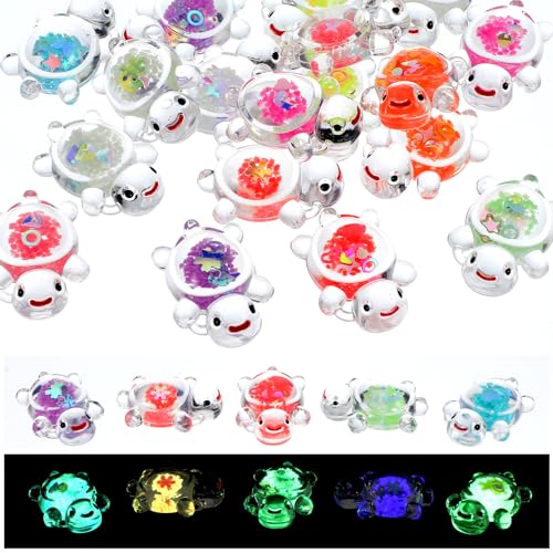 Mini Schneekugel 17 JIEYAO 10 Stück Mini Leuchtende Schildkröten Harz,Bunt Kleine...
