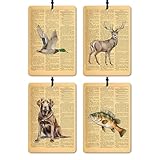 GTYNU Vintage Mallard Duck deer dog fish Car Air Freshener 4 Pcs,Rustic Farmhouse Farm Animal Air Freshener Hanging for Cars Books Closet Drawer,Mallard Duck Lover Gifts Car Accessories for Women Men