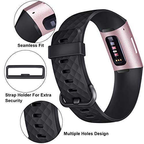 Pacote com 3 pulseiras de silicone para Fitbit Charge 4 / Fitbit Charge 3 / Charge 3 SE pulseiras de