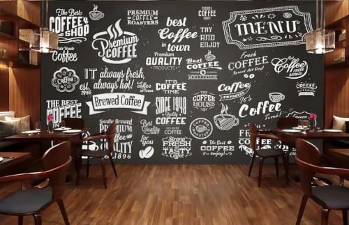 Mural de pared 3D con letras de café pintadas a mano estilo pizarra 2