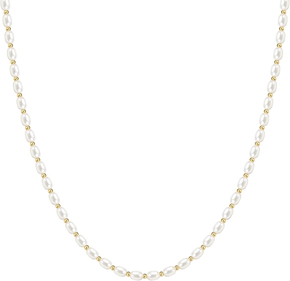 Pearl Necklaces for Women Dainty Beaded Choker Strand Necklace 3-4MM