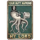 VOTHI Funny Sea Inspired Decor，Your Butt Napkins My Lord Retro Metal Tin Sign；Nautical Bathroom Decor Toilet Restroom Funky Home Wall Art Sign 8x12 In