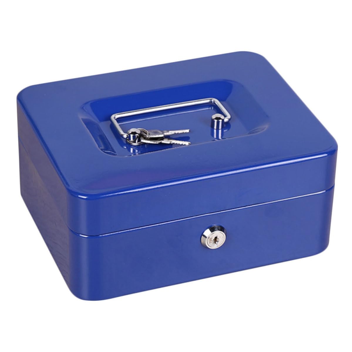 Boîte verrouillable en métal bleu UPKOCH avec plateau à 6 compartiments pour monnaie