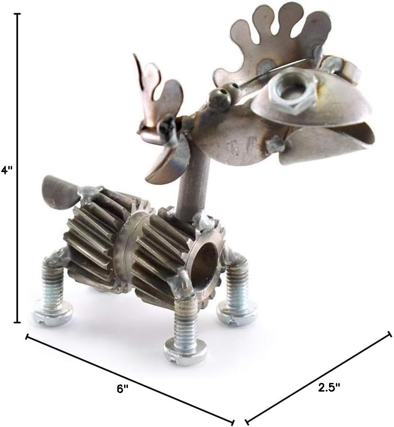 Geary the Moose Reclaimed Metal Desk Pet, 6", American Made