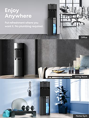 Brio Self Cleaning Bottom Loading Water Cooler Water Dispenser – Black Stainless Steel - 3 Temperature Settings - Hot, Room & Cold Water - Ul / Energy Star Approved #TOP5