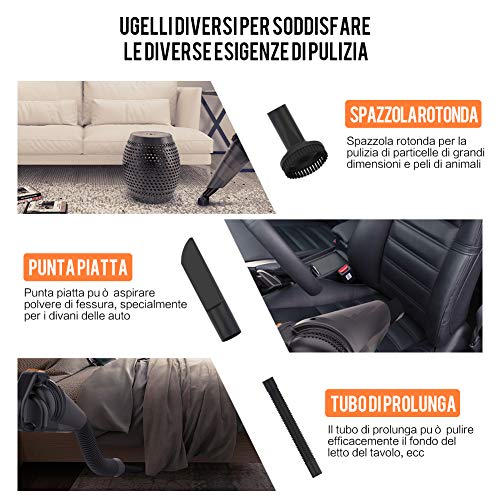 Aspirabriciole Senza Fili, HONITURE Aspirapolvere Portatile Potente 9000 PA, 30 Minuti di autonomia, Ricaricabile 3-4 Ore Veloce, Basso Rumore, Uso a secco e umido per Casa,Auto,ufficio