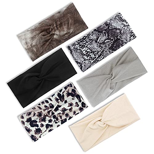 Huachi Turban Headbands For Women Twisted Headwraps Wide Teen Girls Yoga Workout Hair Accessories, 6 Pack #TOP6