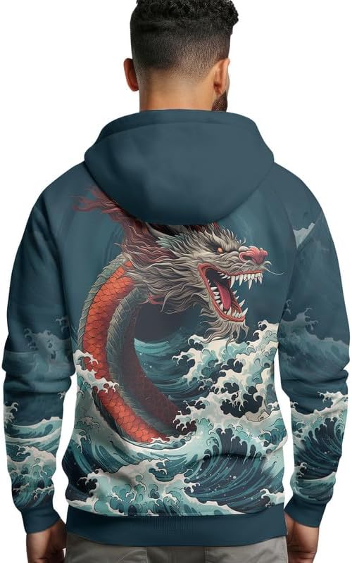 Dragon Unisex Hoodies AOP Men's Pullover Hooded Sweatshirt with Pocket