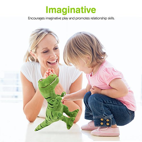Zooawa Bed Time Stuffed Animal Toys, Cute Soft Plush T-Rex Tyrannosaurus Dinosaur Figure - Green