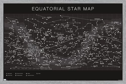 Astrology - Equatorial Star Map Wall Poster, 34L" x 22.4W",