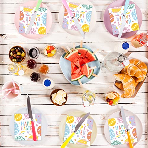 100Pcs Easter Napkins Eggs Hunt Disposable Decorative Papers Easter Luncheons Dinners And Celebrations Tableware Supplies Easter Colorful Eggs Party Napkins For Weddings Parties Every Day Use #TOP5