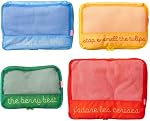 ban.do Packing Cube Set of 4, Colorblock Fruits | Polyester and Mesh Packing Organizers, Includes 4 Foldable Luggage Packer Bags in Various Sizes with Quote/Fruit Designs