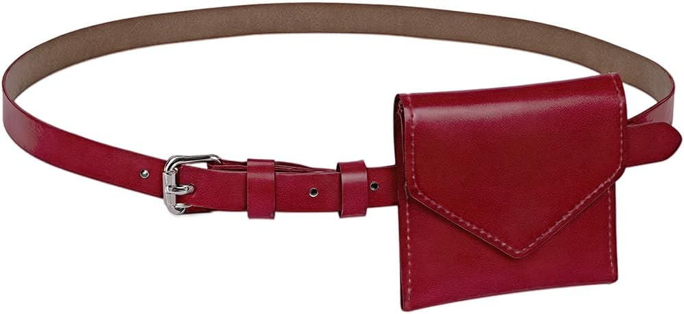 Y2k Adjustable Small Equestrian Belt Pouch for Women PU Leather Waist Belt Purses Fashionable Leather Fanny Packs Waist Bag for Daily Riding Hiking Travel Outfits(Brown)