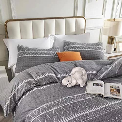 Tokokimo Duvet Cover Queen Size, Soft Microfiber Boho Aztec Quilt Cover Set Gray Bohemian Queen Bedding Duvet Cover Sets With Zipper Closure Corner Ties #TOP1
