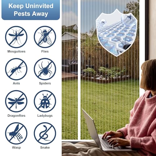 Image of METAONLY Magnetic Screen Door Mesh, Works for Patio, Sliding Door, Keeps Bug Mosquito Out, Fresh Air Flow, Fits 36 inch x 82 inch Door - Curtain Size 38 inch x 83 inch, White